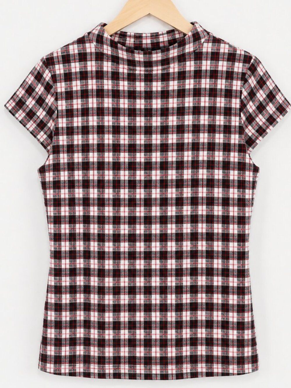 Ann Taylor Mock Neck Cap Sleeve Plaid Top - Size L - NWT